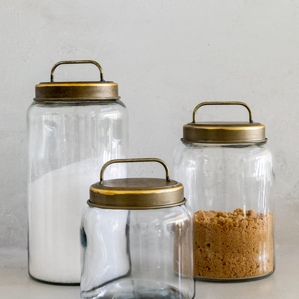 HC Homephile glass Canister/Jar with Red Screw Lidx2022; Use As Storage -  Flour - Sugar - Cookies Canisterx2022;