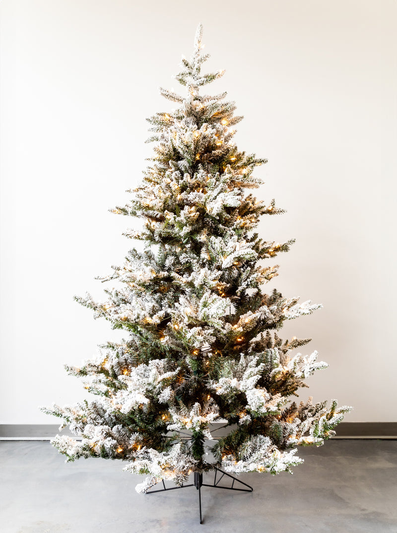 Faux 7.5' Pre-Lit Flocked Pine Tree