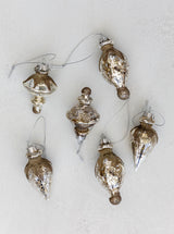 Antique Glitter Ornaments | Set of 6