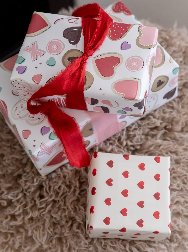 Red Hearts Wrapping Paper Roll