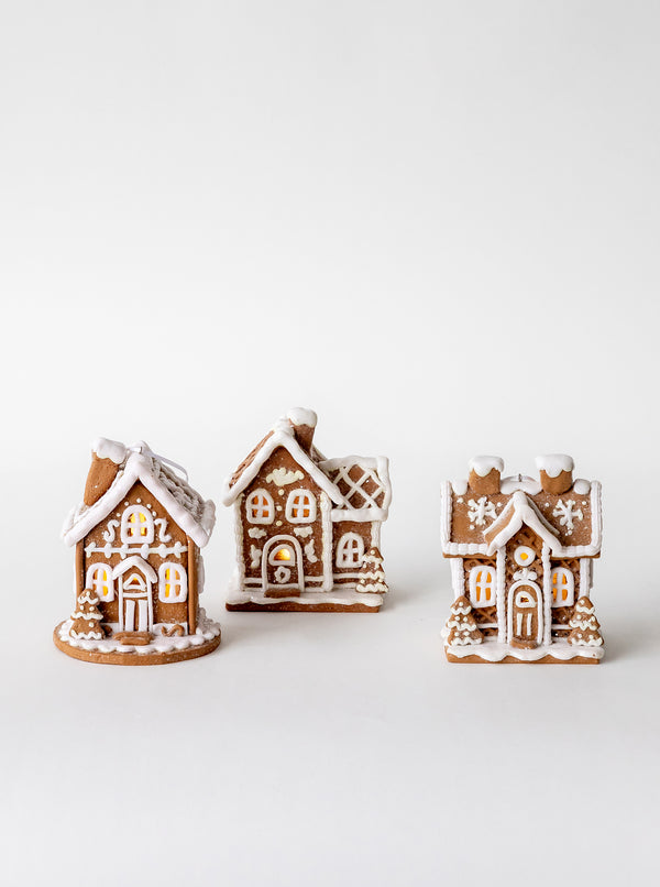 Lighted Gingerbread House Ornaments