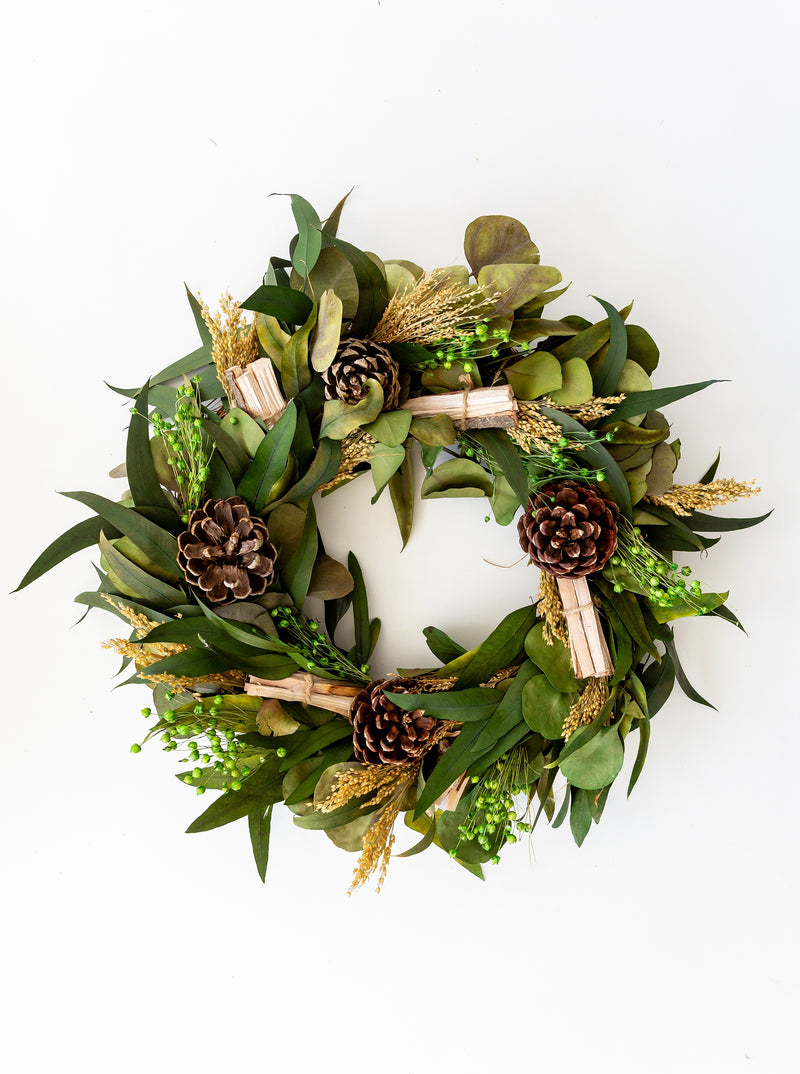 Faux Eucalyptus & Pinecone Wreath