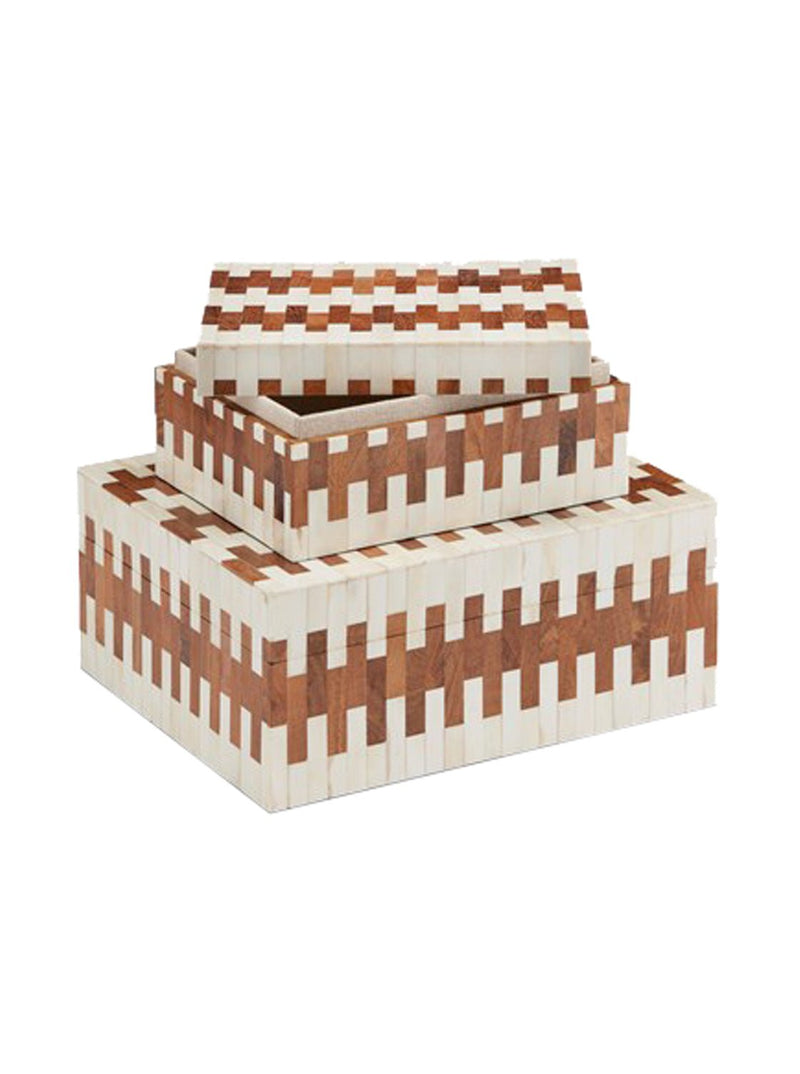 Brick Pattern Boxes | Set of 2 - HJDCR0346 - OS