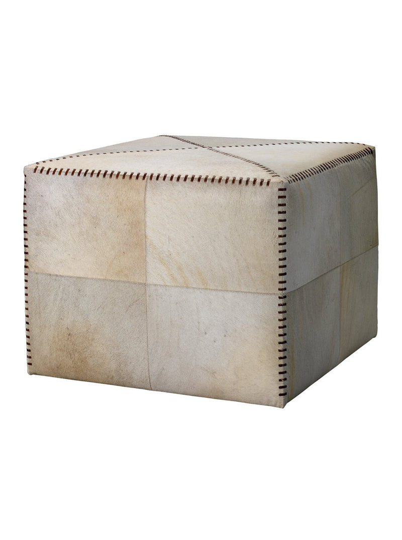 Carston Hide Ottoman - HJCHR0138 - WHT