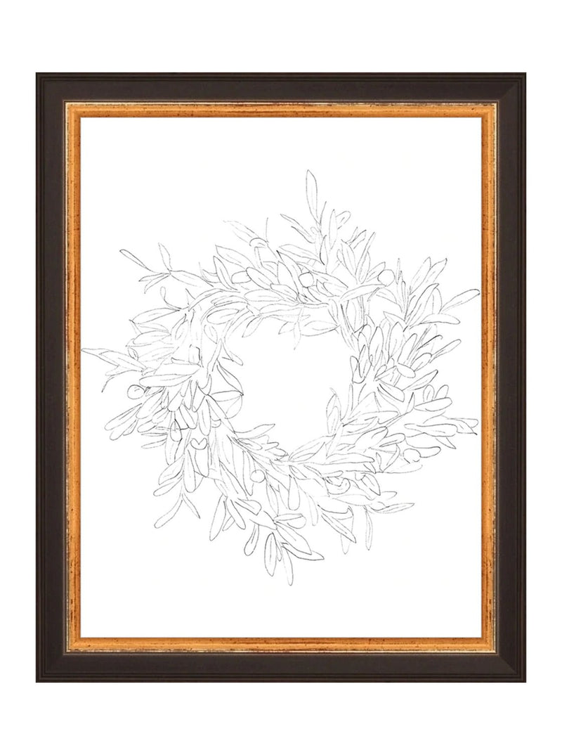 Olive Wreath Sketch - HJART0075 - BLK - 8x10