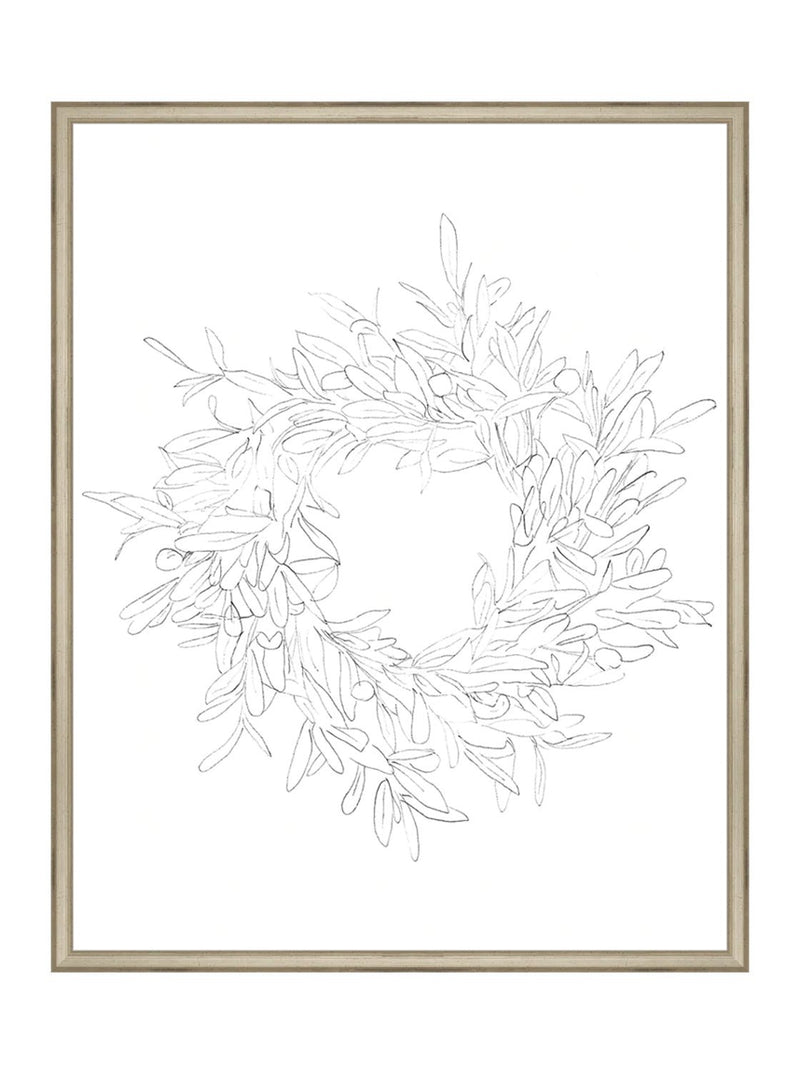 Olive Wreath Sketch - HJART0075 - SIL - 24x30