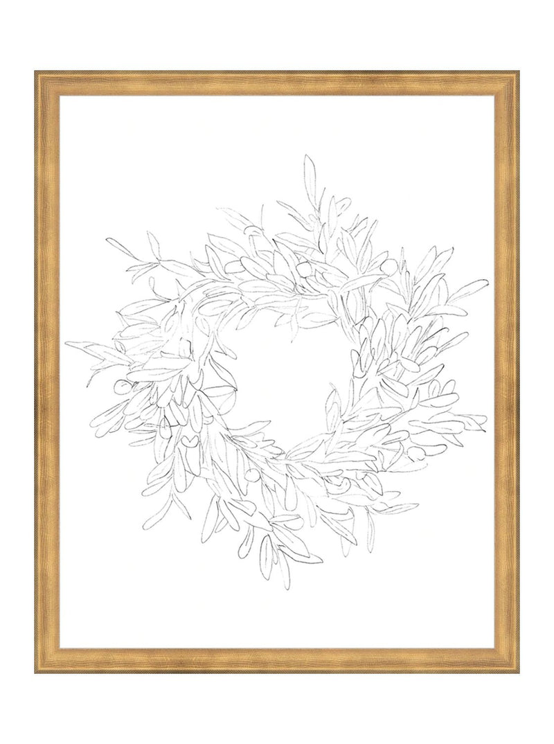 Olive Wreath Sketch - HJART0075 - GLD - 16x20