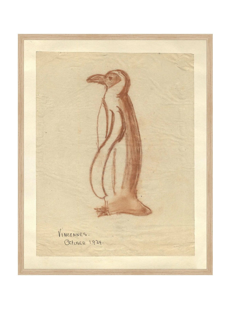 Penguin Sketch - HJART0184 - OAK - 24x30