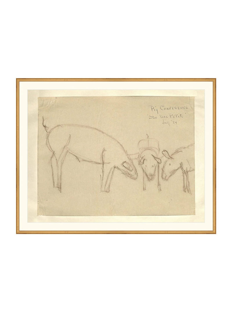 Pig Sketch - HJART0268 - GLD - 35x45