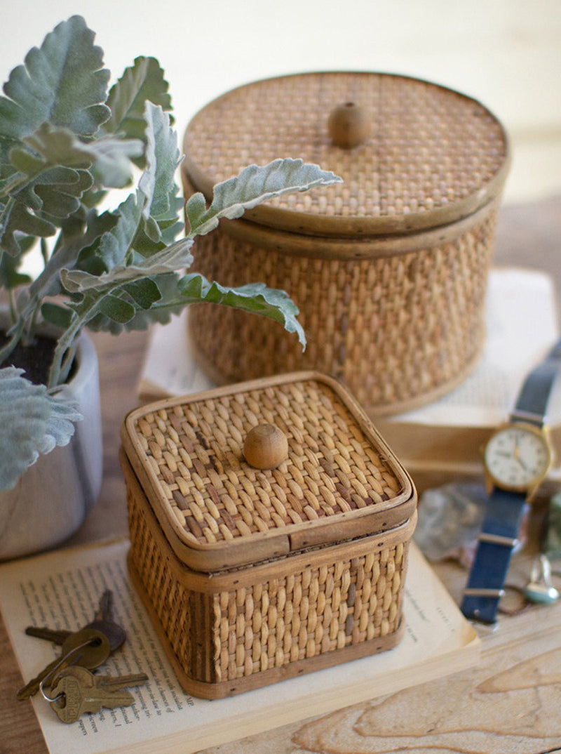 Woven Cane Boxes | Set of 2 - HJDCR0138 - SET