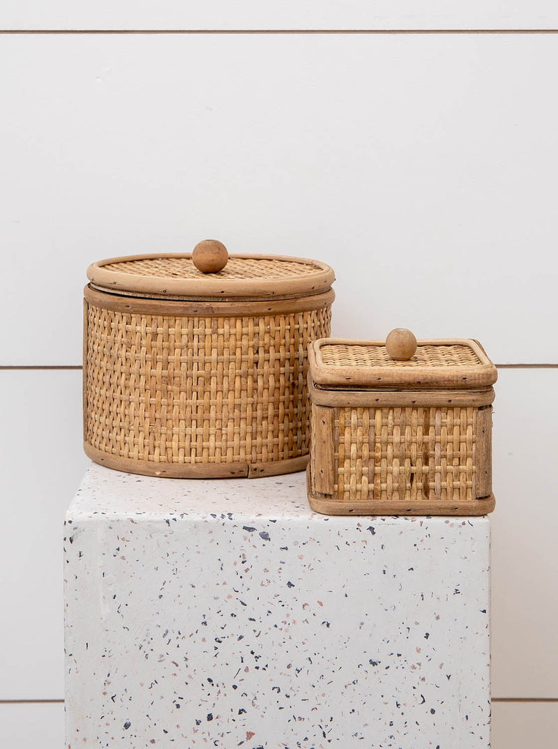 Woven Cane Boxes | Set of 2 - HJDCR0138 - SET